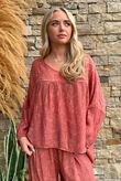 Kiti Paisley Damask Artist Smock Terracotta